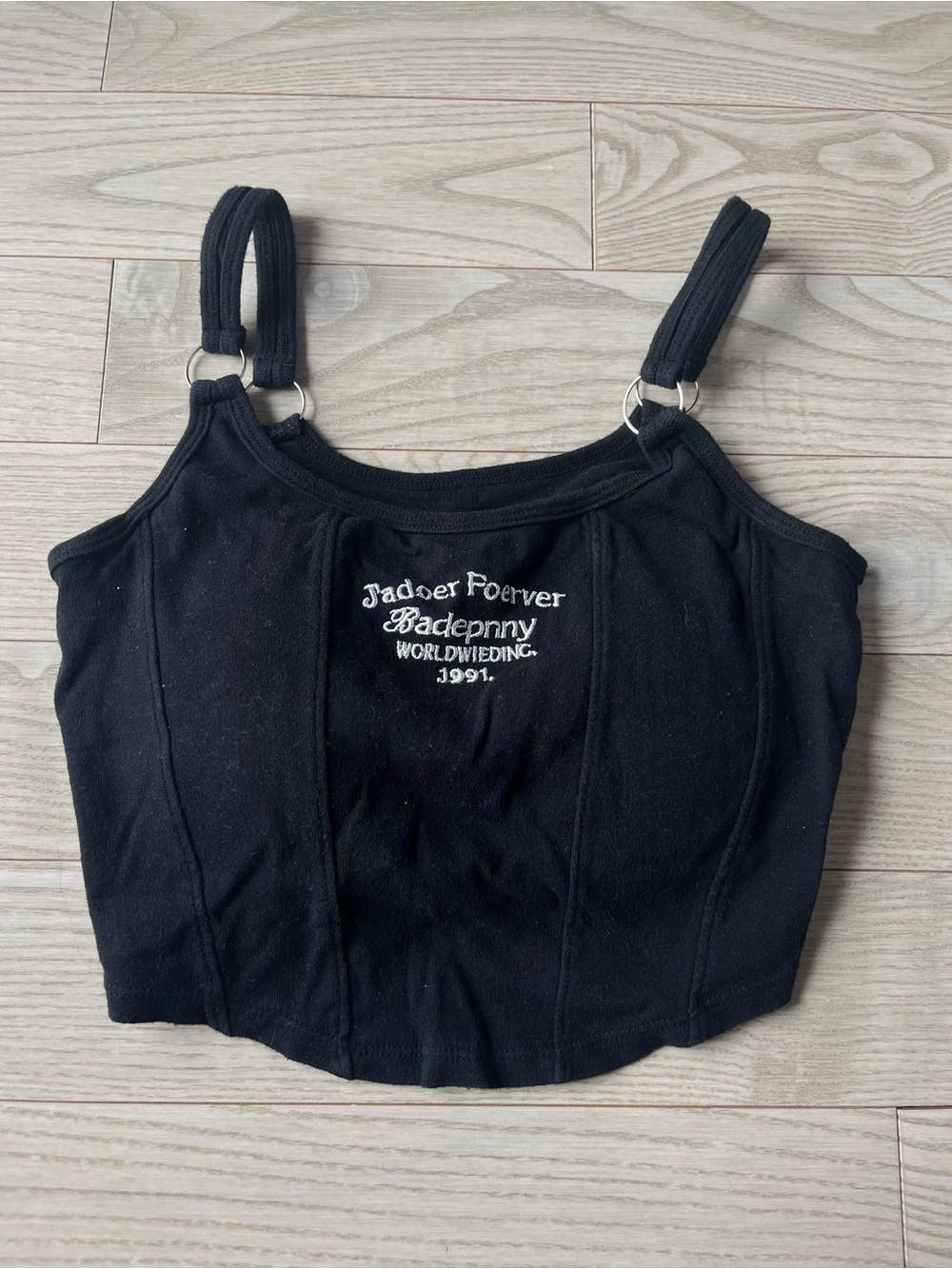 Black Acubi Crop Tank Top with built in bra - Women's